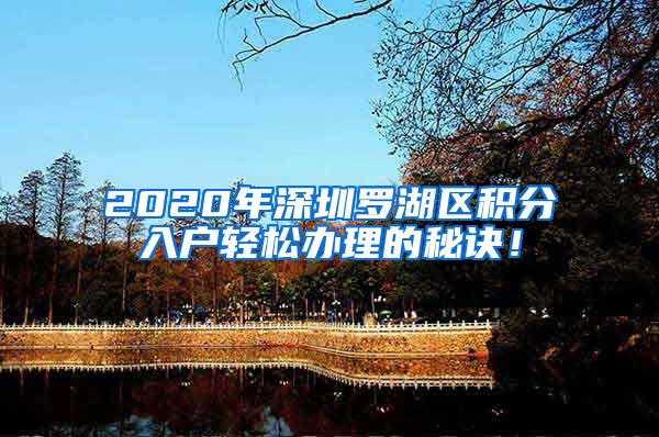 2020年深圳罗湖区积分入户轻松办理的秘诀！