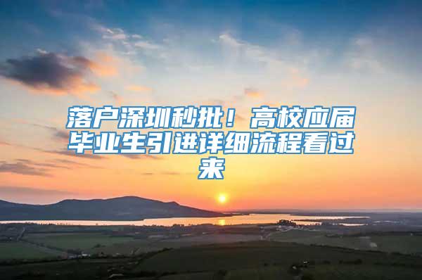 落户深圳秒批！高校应届毕业生引进详细流程看过来