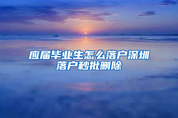 应届毕业生怎么落户深圳落户秒批删除