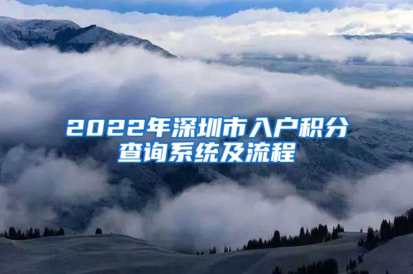 2022年深圳市入户积分查询系统及流程