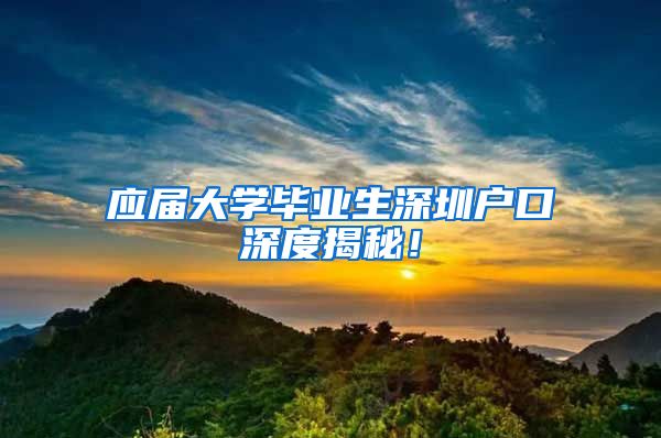 应届大学毕业生深圳户口深度揭秘！