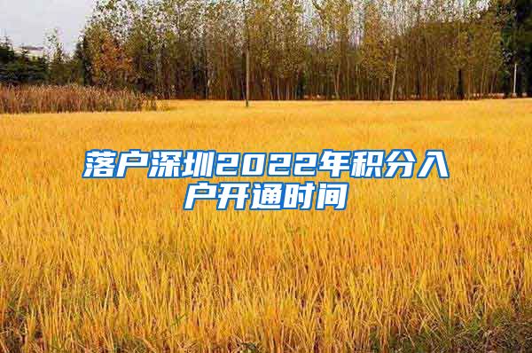 落户深圳2022年积分入户开通时间