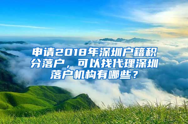 申请2018年深圳户籍积分落户，可以找代理深圳落户机构有哪些？