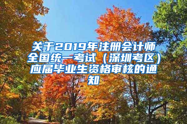 关于2019年注册会计师全国统一考试（深圳考区）应届毕业生资格审核的通知