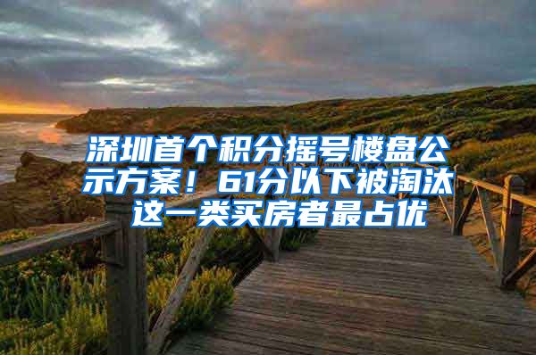 深圳首个积分摇号楼盘公示方案！61分以下被淘汰 这一类买房者最占优