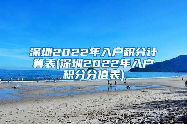 深圳2022年入户积分计算表(深圳2022年入户积分分值表)