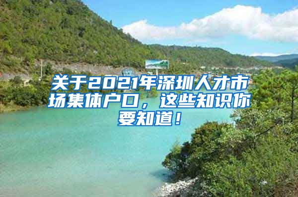 关于2021年深圳人才市场集体户口，这些知识你要知道！