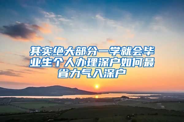 其实绝大部分一学就会毕业生个人办理深户如何最省力气入深户