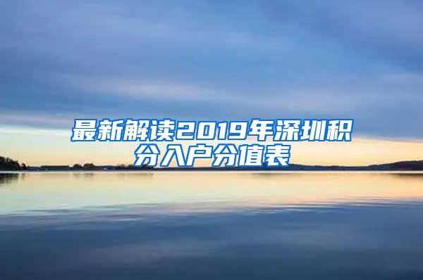 最新解读2019年深圳积分入户分值表