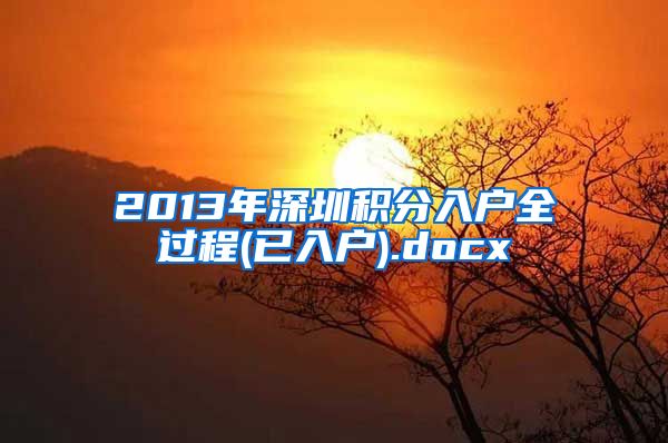 2013年深圳积分入户全过程(已入户).docx