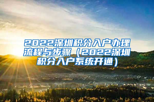 2022深圳积分入户办理流程与步骤（2022深圳积分入户系统开通）