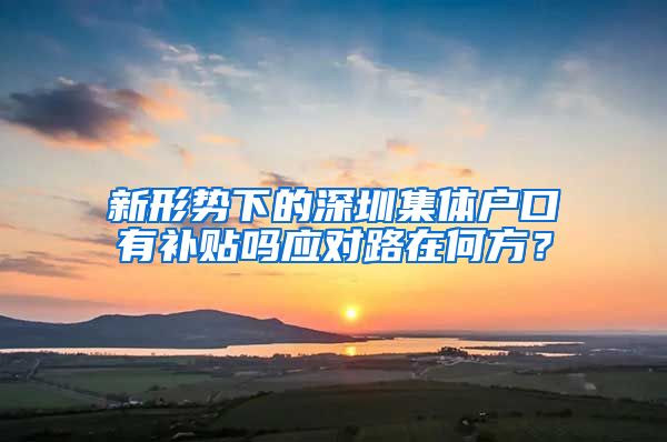 新形势下的深圳集体户口有补贴吗应对路在何方？