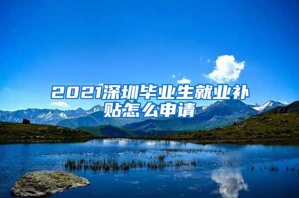 2021深圳毕业生就业补贴怎么申请