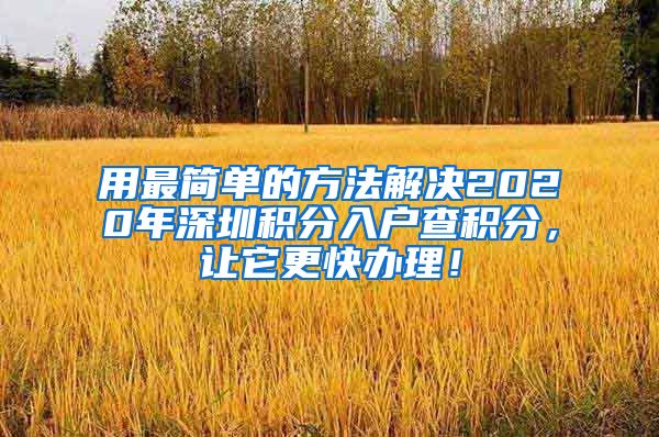 用最简单的方法解决2020年深圳积分入户查积分，让它更快办理！