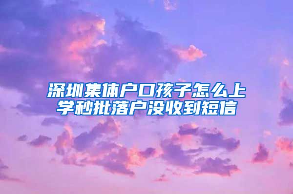 深圳集体户口孩子怎么上学秒批落户没收到短信