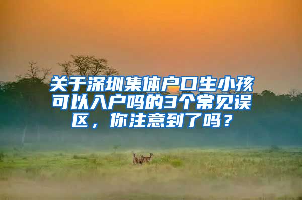 关于深圳集体户口生小孩可以入户吗的3个常见误区，你注意到了吗？