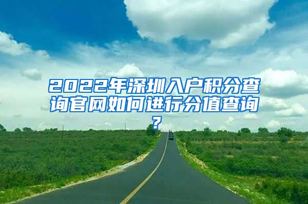 2022年深圳入户积分查询官网如何进行分值查询？