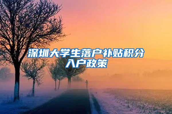 深圳大学生落户补贴积分入户政策