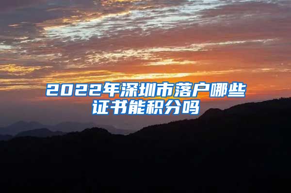 2022年深圳市落户哪些证书能积分吗