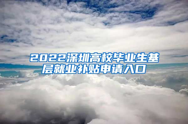 2022深圳高校毕业生基层就业补贴申请入口