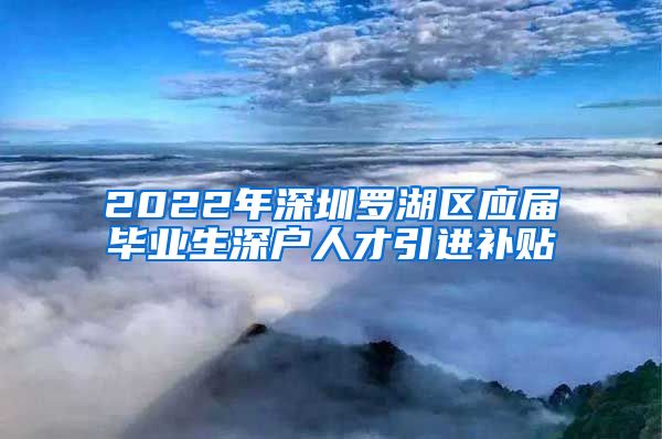 2022年深圳罗湖区应届毕业生深户人才引进补贴