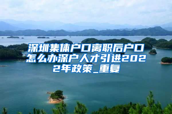 深圳集体户口离职后户口怎么办深户人才引进2022年政策_重复