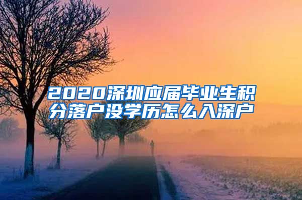 2020深圳应届毕业生积分落户没学历怎么入深户