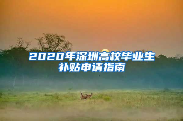 2020年深圳高校毕业生补贴申请指南