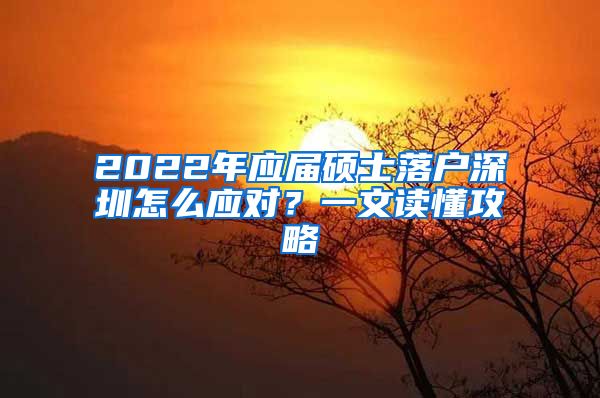 2022年应届硕士落户深圳怎么应对？一文读懂攻略
