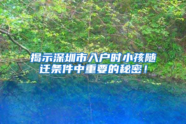 揭示深圳市入户时小孩随迁条件中重要的秘密！