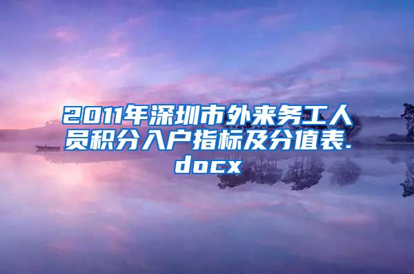 2011年深圳市外来务工人员积分入户指标及分值表.docx