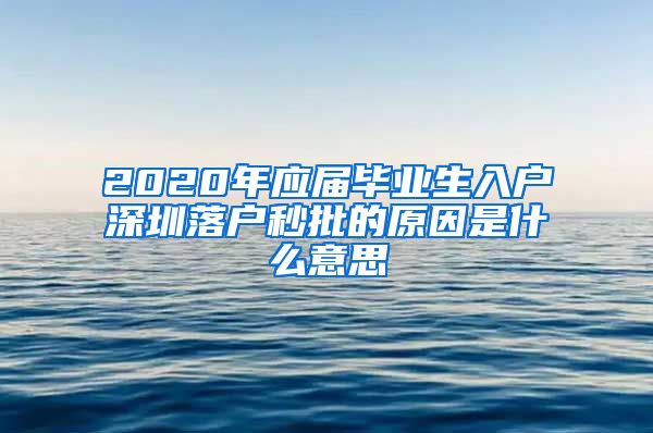 2020年应届毕业生入户深圳落户秒批的原因是什么意思
