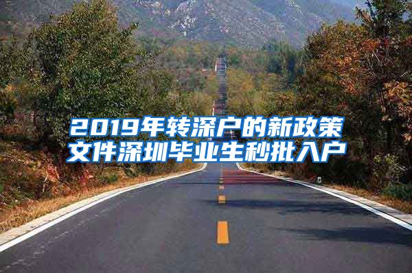 2019年转深户的新政策文件深圳毕业生秒批入户