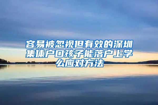 容易被忽视但有效的深圳集体户口孩子能落户上学么应对方法