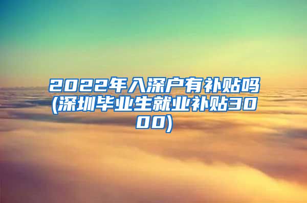 2022年入深户有补贴吗(深圳毕业生就业补贴3000)
