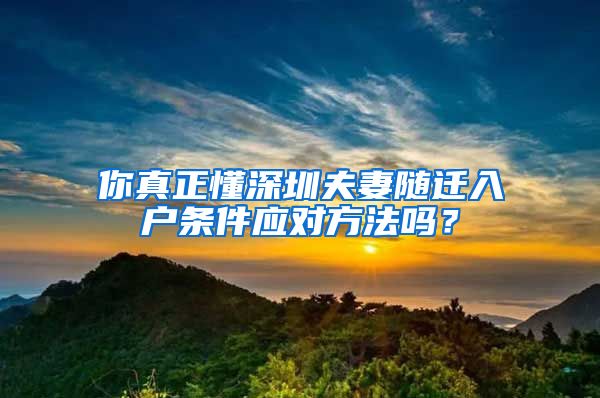 你真正懂深圳夫妻随迁入户条件应对方法吗？