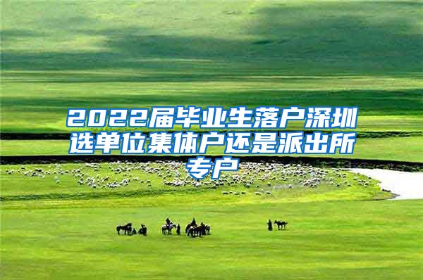 2022届毕业生落户深圳选单位集体户还是派出所专户