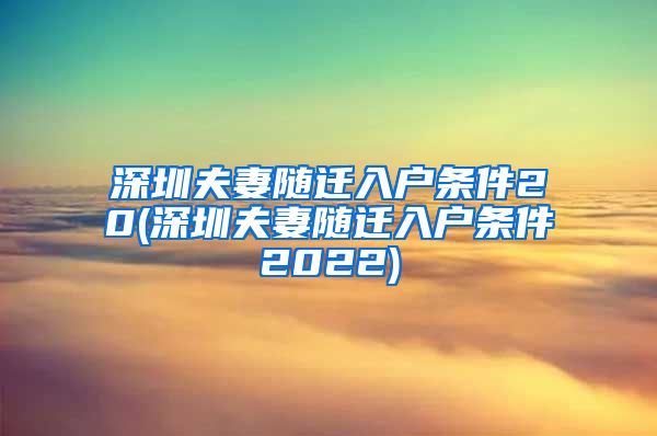 深圳夫妻随迁入户条件20(深圳夫妻随迁入户条件2022)
