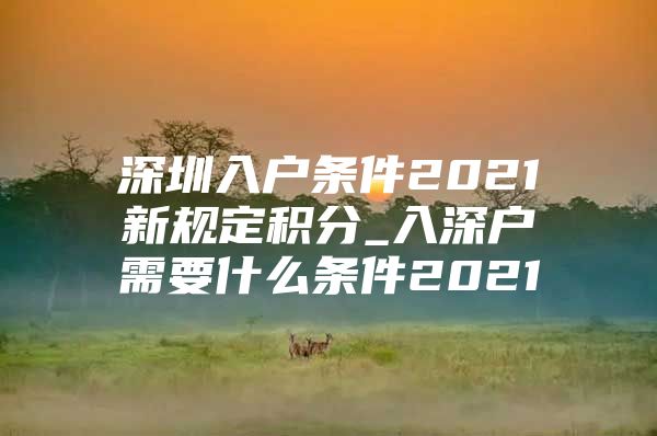 深圳入户条件2021新规定积分_入深户需要什么条件2021