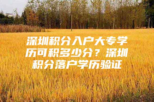 深圳积分入户大专学历可积多少分？深圳积分落户学历验证