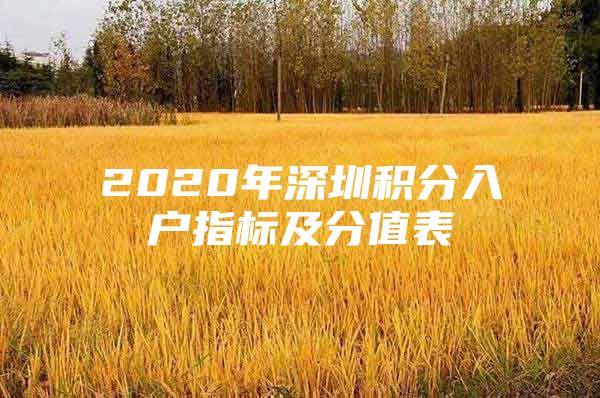 2020年深圳积分入户指标及分值表