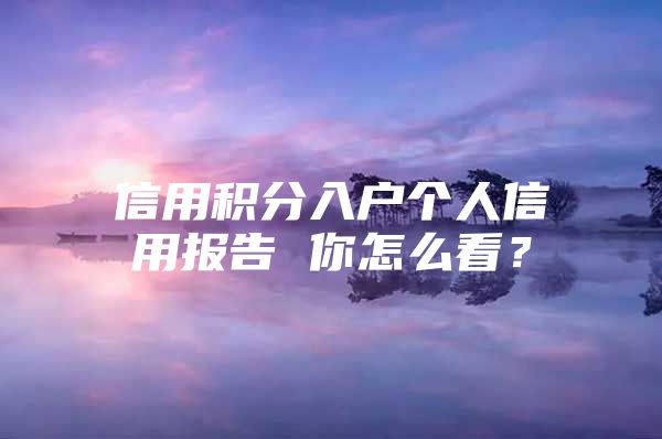 信用积分入户个人信用报告 你怎么看？