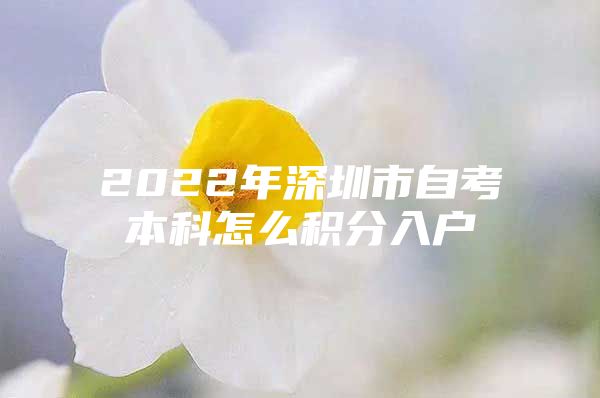 2022年深圳市自考本科怎么积分入户