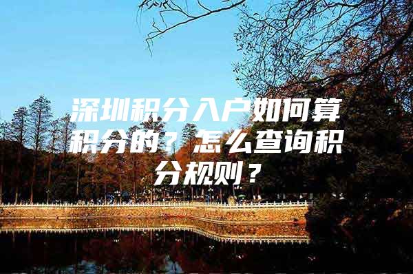 深圳积分入户如何算积分的？怎么查询积分规则？