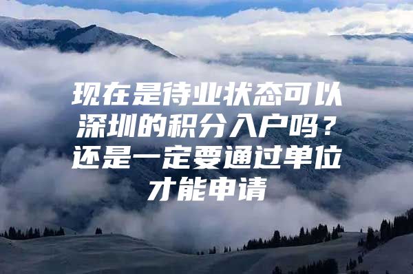 现在是待业状态可以深圳的积分入户吗？还是一定要通过单位才能申请