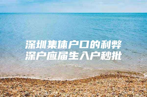 深圳集体户口的利弊深户应届生入户秒批