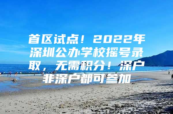 首区试点！2022年深圳公办学校摇号录取，无需积分！深户非深户都可参加