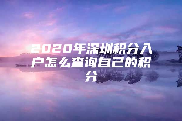 2020年深圳积分入户怎么查询自己的积分