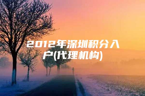 2012年深圳积分入户(代理机构)