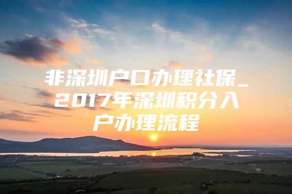 非深圳户口办理社保_2017年深圳积分入户办理流程